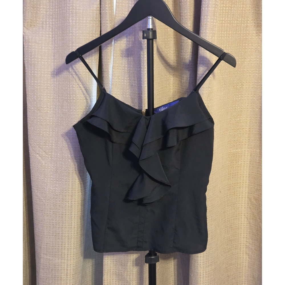 Miley‎ Cyrus & Max Azria Ruffle Camisole Tank Top Women's Size Medium Back Zp Up